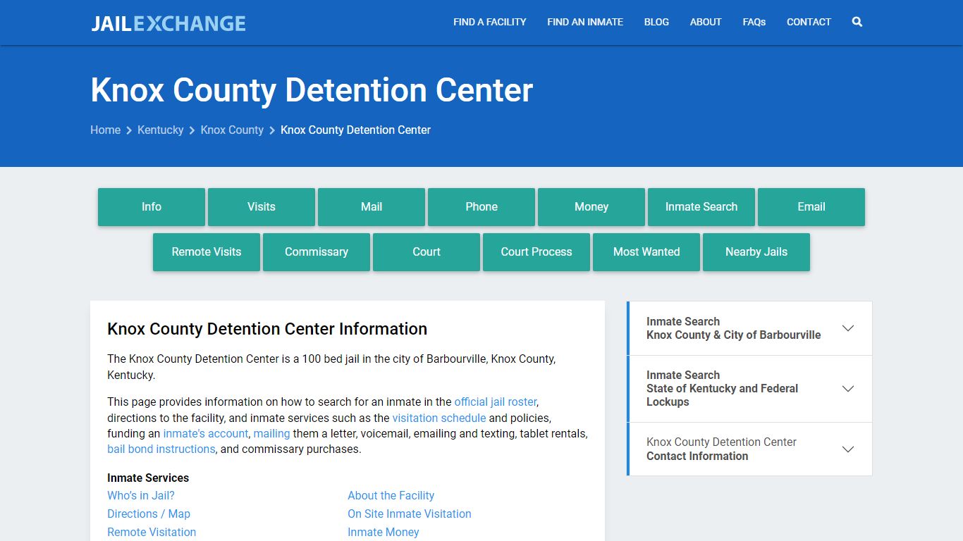 Knox County Detention Center, KY Inmate Search, Information - Jail Exchange